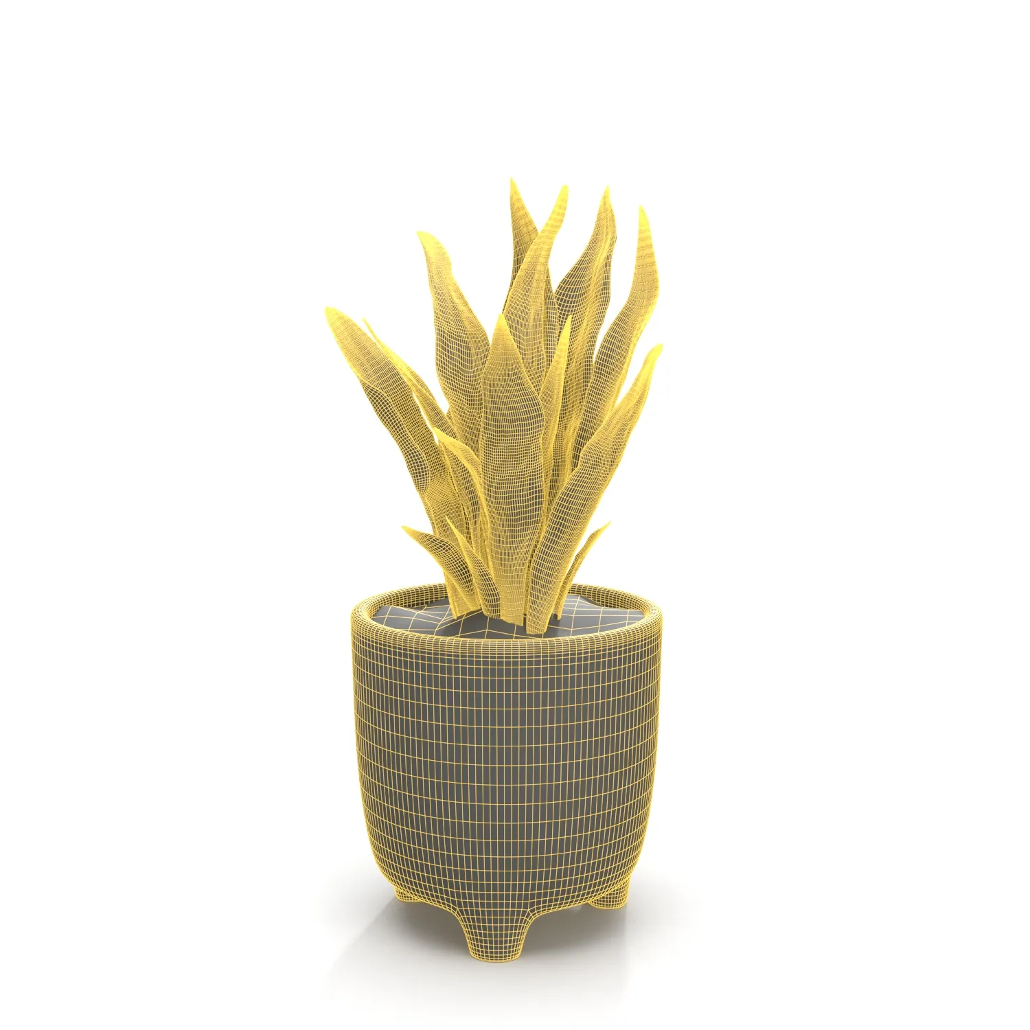 Terracotta Footed Planter with Artificial Plant PBR 3D Model_07